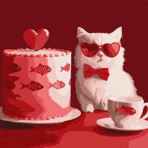 Картина за номерами "Кіт з тортом" ©art_selena_ua, 30х30 см