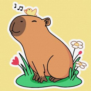 Картина за номерами "Капібара слухає спів пташок" ©art_selena_ua, 30х30 см