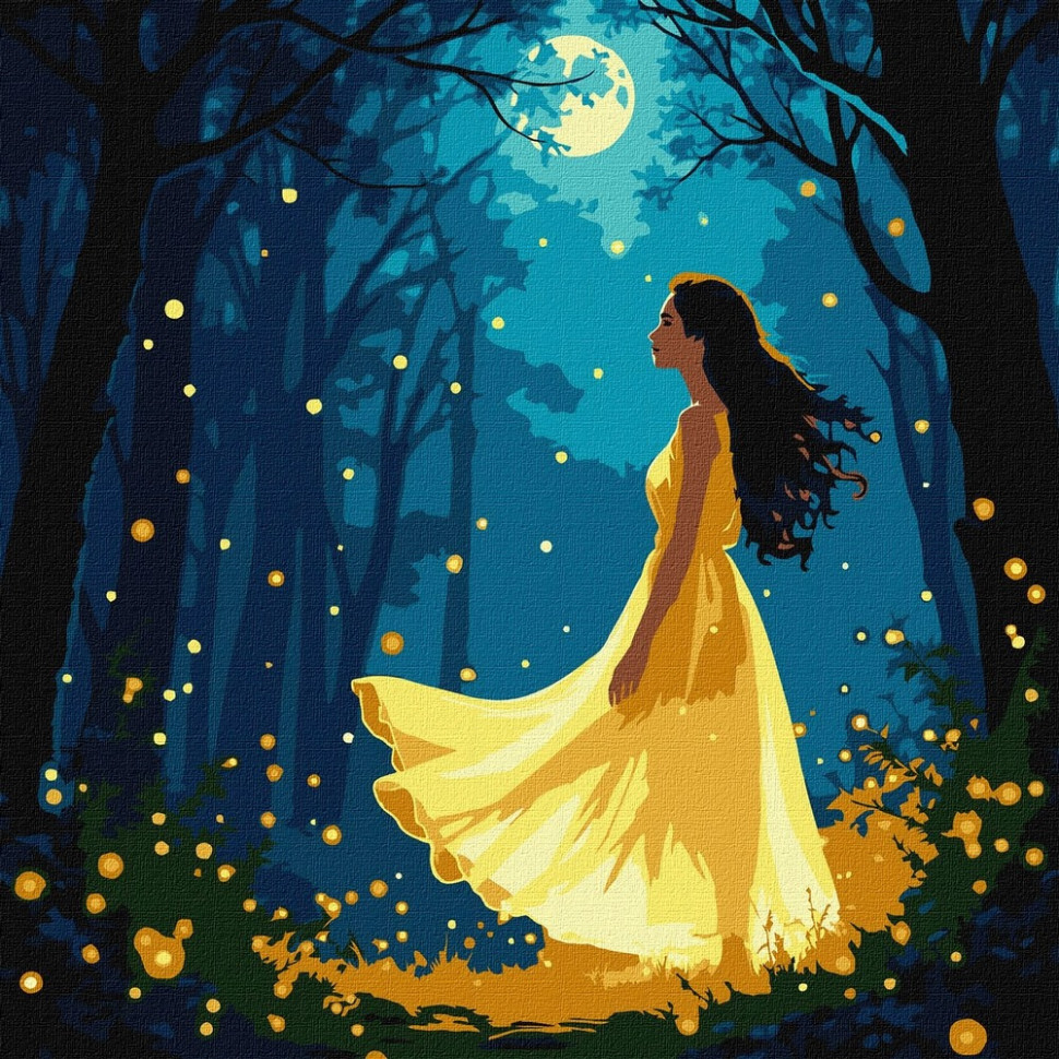Картина за номерами "Дівчина серед світлячків" ©art_selena_ua, 30х30 см Картина за номерами "Дівчина серед світлячків" ©art_selena_ua, 30х30 см