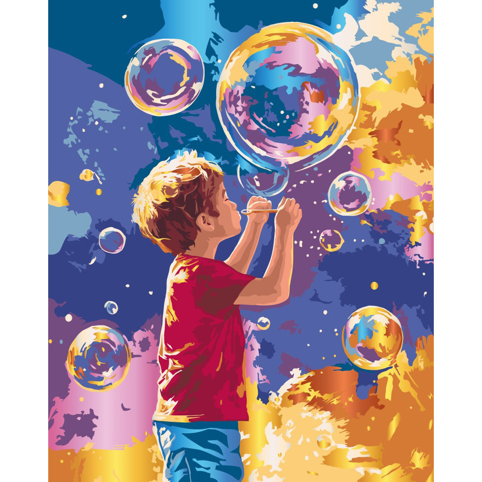 Картина за номерами "Яскраві бульбашки" з металізованими фарбами 40х50 см Картина за номерами "Яскраві бульбашки" з металізованими фарбами 40х50 см