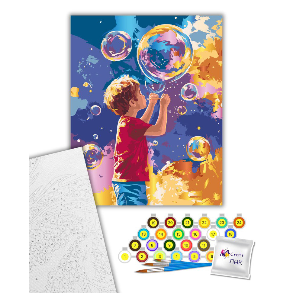 Картина за номерами "Яскраві бульбашки" з металізованими фарбами 40х50 см Картина за номерами "Яскраві бульбашки" з металізованими фарбами 40х50 см - Зображення 2