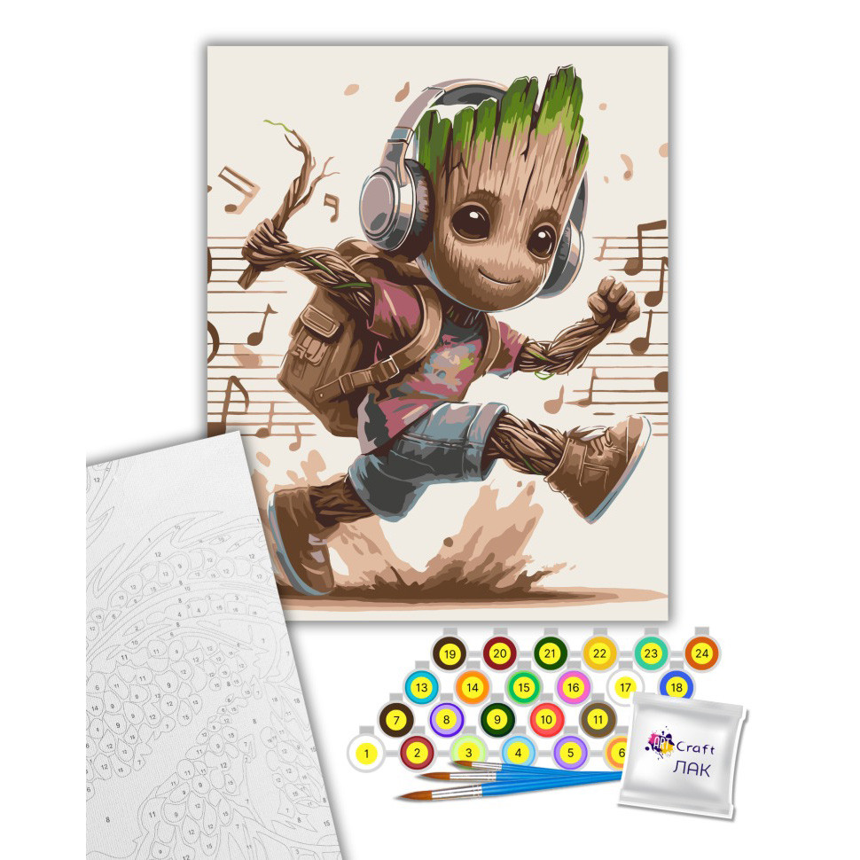 Картина за номерами "Музичний Грут" 40х50 см Картина за номерами "Музичний Грут" 40х50 см - Зображення 2