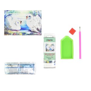 Alternative view of Алмазна мозаїка без підрамника "Лебеді на воді", 10х15 см