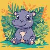 Картина по номерам "Бегемот в тропиках", 30х30 см