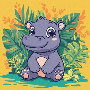 Картина по номерам "Бегемот в тропиках", 30х30 см