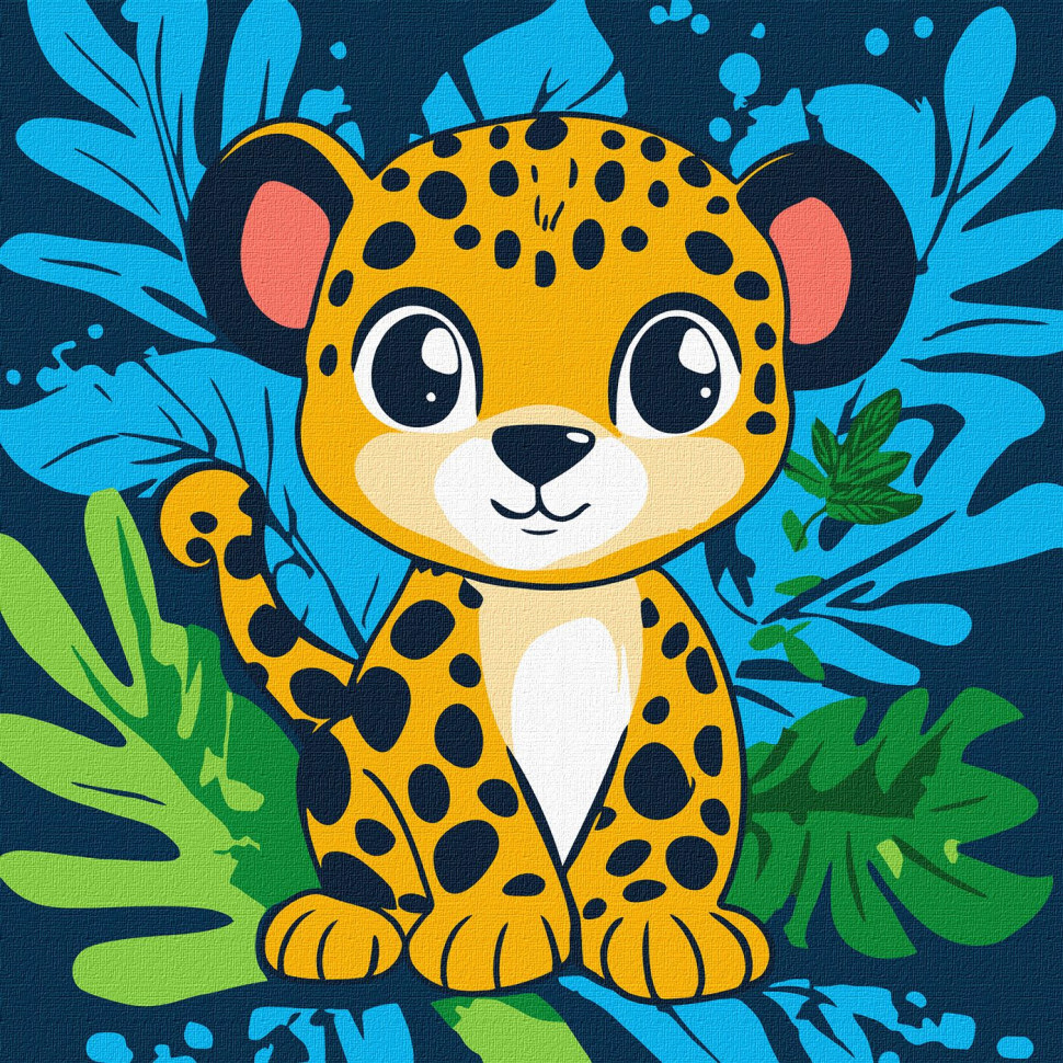 Картина за номерами "Веселий леопард", 30х30 см Картина за номерами "Веселий леопард", 30х30 см