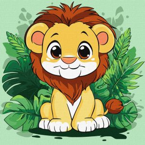 Картина по номерам "Веселый львенок", 30х30 см