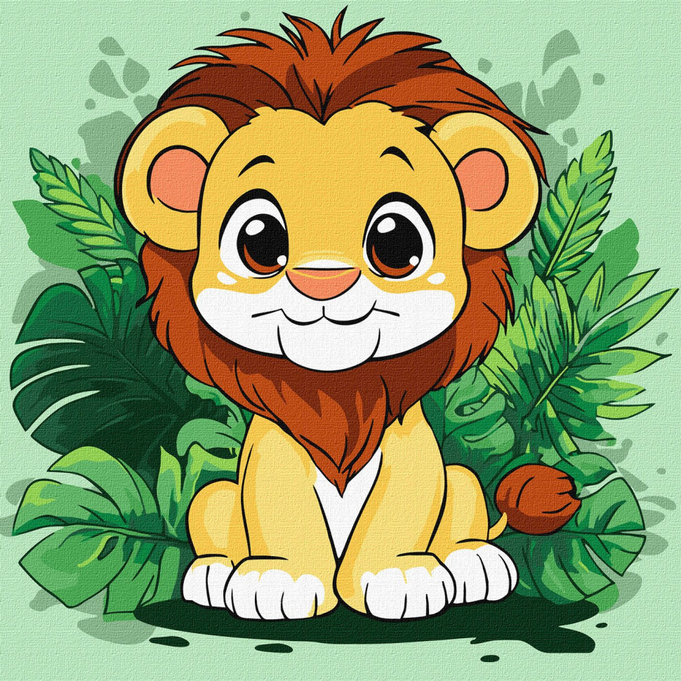 Картина за номерами "Веселе левеня", 30х30 см Картина по номерам "Веселый львенок", 30х30 см