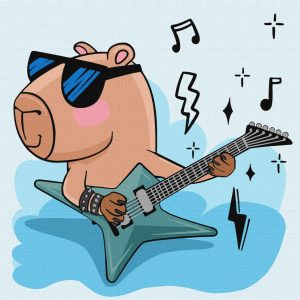 Картина по номерам "Капибара рок-звезда", 30х30 см