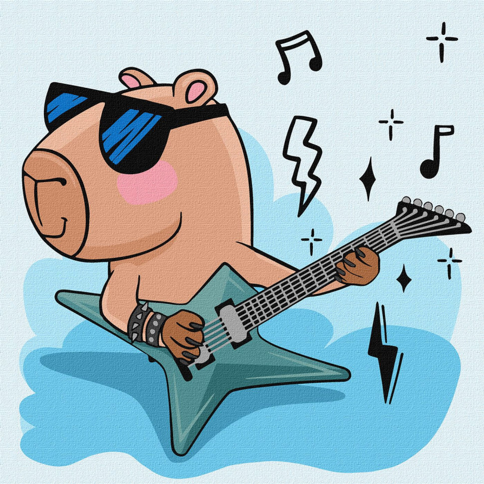 Картина за номерами "Капібара рок-зірка", 30х30 см Картина по номерам "Капибара рок-звезда", 30х30 см