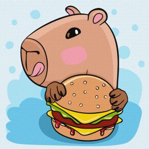 Картина по номерам "Капибара и бургер", 30х30 см