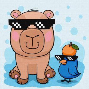 Картина по номерам "Капибара и птичка в очках", 30х30 см