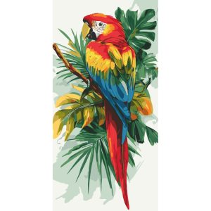 Картина по номерам "Яркий ара" 40х80 см