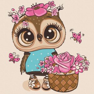 Картина за номерами. Art Craft "Совеня з квітами" 30 * 30 см