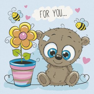 Картина по номерам. Art Craft "Медвежонок с цветочком" 30*30 см