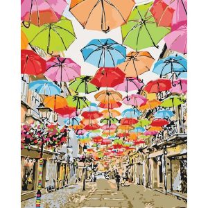 Картина за номерами. Міський пейзаж "Яскрава вуличка 2", 40х50 см