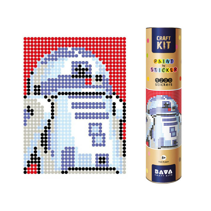 Картина за номерами стікерами в тубусі "Робот синій" (R2D2), 1200 стікерів, 33х48 см Картина за номерами стікерами в тубусі "Робот синій" (R2D2), 1200 стікерів, 33х48 см