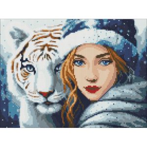 Алмазна мозаїка без підрамника "Зимове тепло" з АВ стразами 30х40см