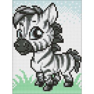 Алмазна мозаїка без підрамника для дітей "Маленька зебра" 15х20 см