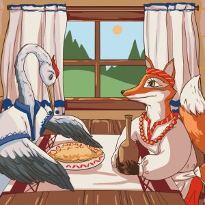 Картина по номерам "Лисичка и журавль" 40x40 см