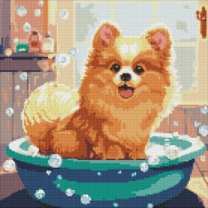 Алмазна мозаїка "Маленький пухнастик" з АВ стразами 40х40 см