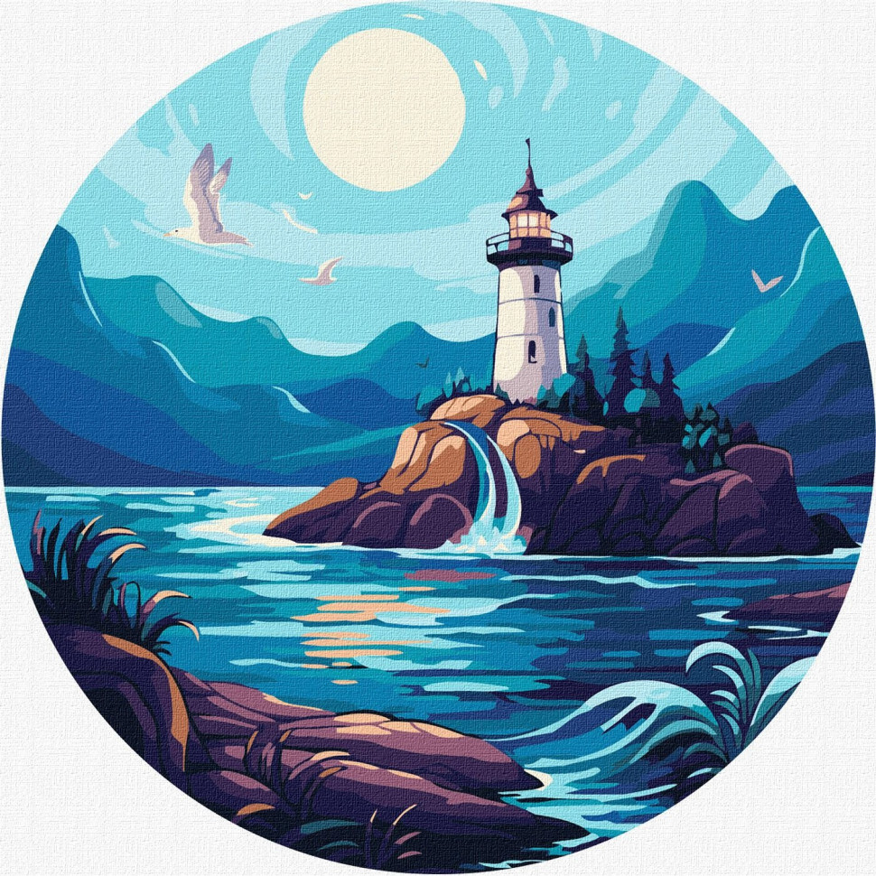 Картина за номерами "Яскравий маяк" d26 см Картина за номерами "Яскравий маяк" d26 см