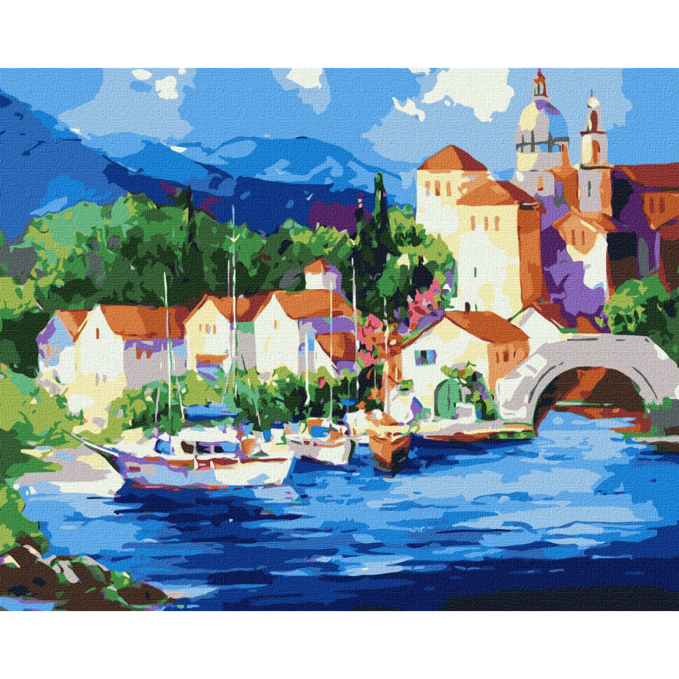 Картина за номерами "Біля підніжжя гір" 40х50 см Картина за номерами "Біля підніжжя гір" 40х50 см