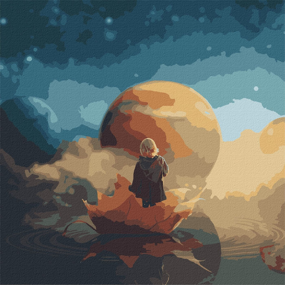 Картина за номерами "Космічна прогулянка" з фарбами металiк 50х50 см Картина за номерами "Космічна прогулянка" з фарбами металiк 50х50 см