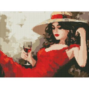 Алмазна мозаїка "Дівчина в капелюсі", 30х40 см