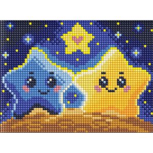 Алмазна мозаїка без підрамника для дітей "Закохані зірки", 15х20 см