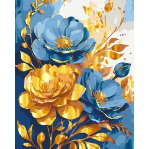 Картина за номерами "Яскраві квіти" з металізованими фарбами 40х50 см