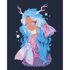 Картина по номерам "Неоновая фея" с металлизированными красками 40х50 см